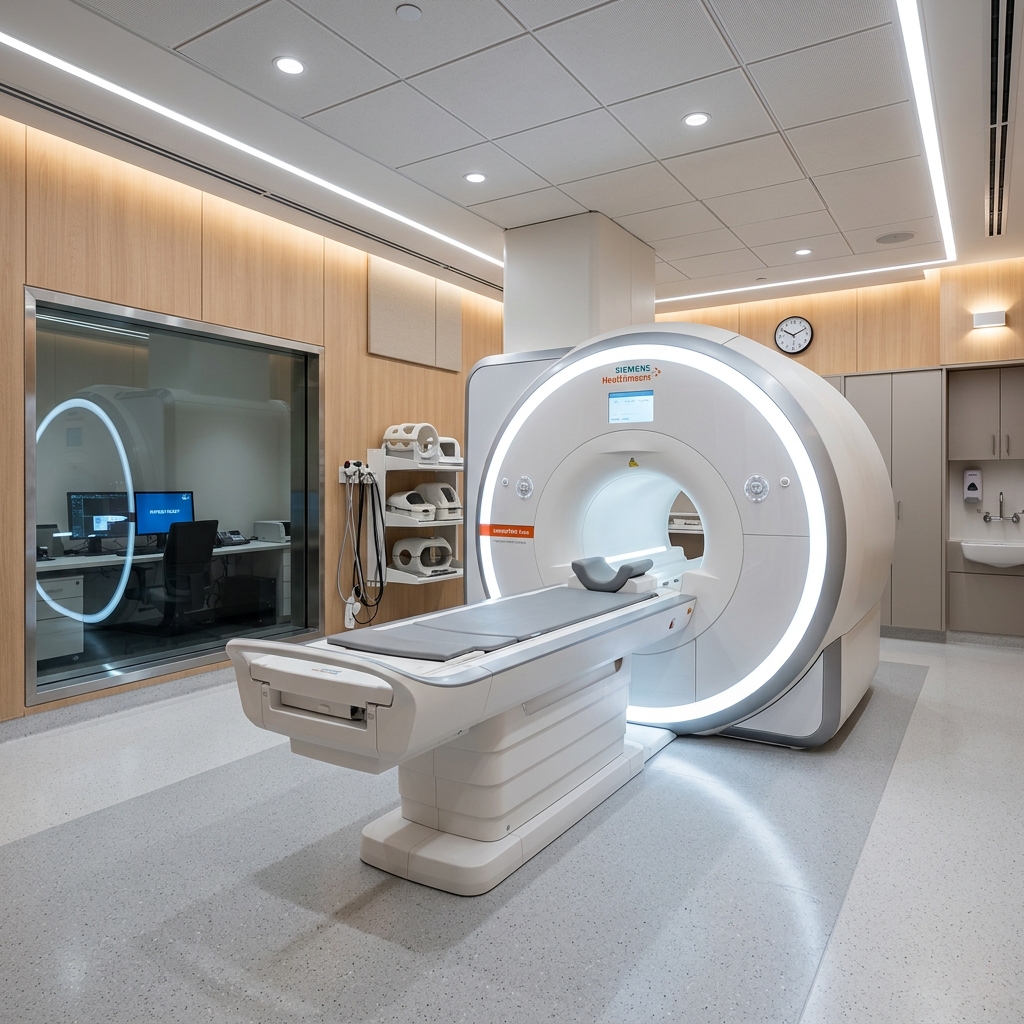 Modern MRI scanner machine in a premium clinic suite
