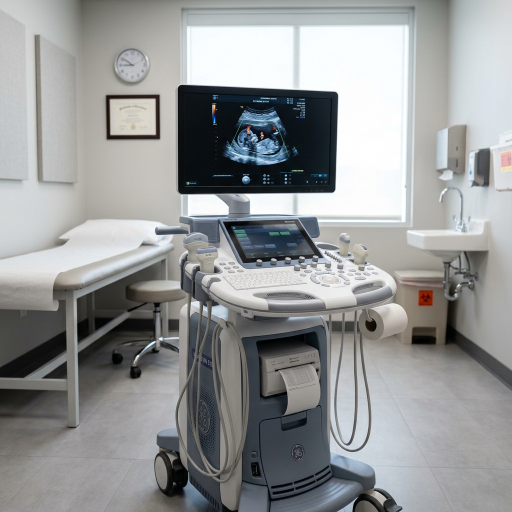 Premium digital ultrasound machine with monitor and transducer probes